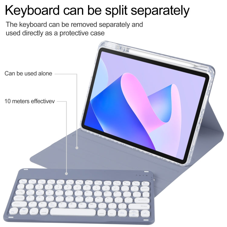 For Huawei MatePad 11 2023 / 2021 Round Button Bluetooth Keyboard Rotatable Holder Leather Case(Lavender Purple)