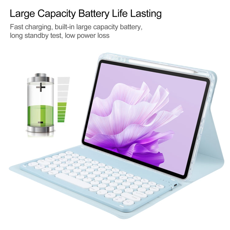 For Huawei MatePad Air 11.5 Round Button Bluetooth Keyboard Rotatable Holder Leather Case(Sky Blue)