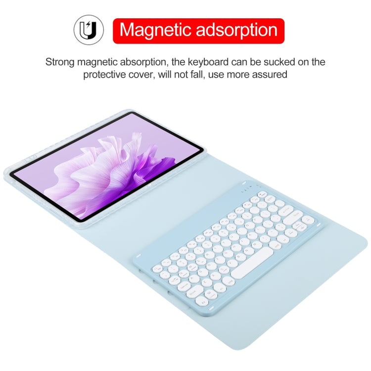 For Huawei MatePad Air 11.5 Round Button Bluetooth Keyboard Rotatable Holder Leather Case(Sky Blue)
