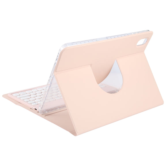For Huawei MatePad Air 11.5 Round Button Bluetooth Keyboard Rotatable Holder Leather Case(Rose Gold)