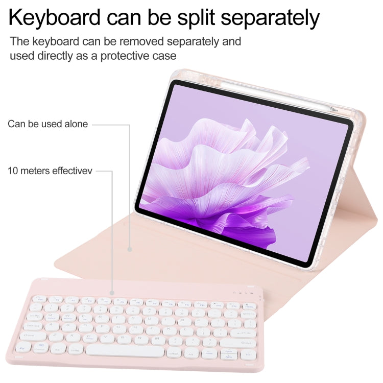 For Huawei MatePad Air 11.5 Round Button Bluetooth Keyboard Rotatable Holder Leather Case(Rose Gold)