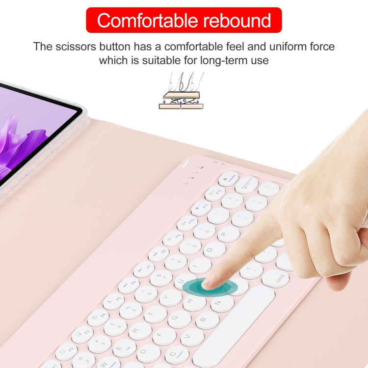 For Huawei MatePad Air 11.5 Round Button Bluetooth Keyboard Rotatable Holder Leather Case(Rose Gold)