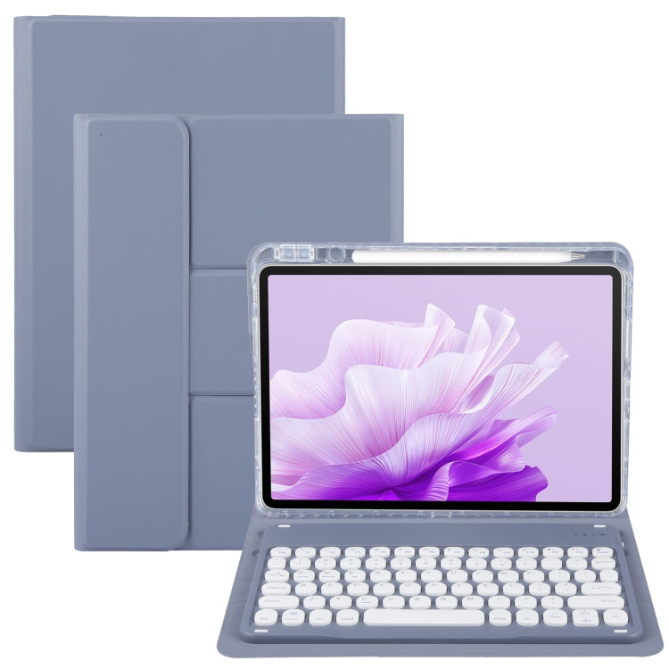 For Huawei MatePad Air 11.5 Round Button Bluetooth Keyboard Rotatable Holder Leather Case(Lavender Purple)