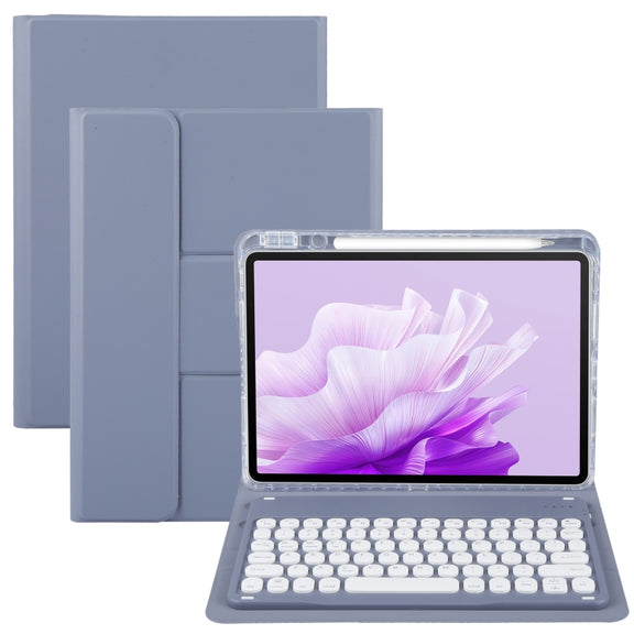 For Huawei MatePad Air 11.5 Round Button Bluetooth Keyboard Rotatable Holder Leather Case(Lavender Purple)