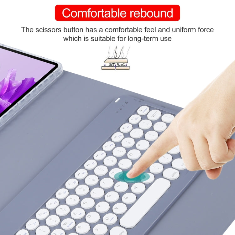 For Huawei MatePad Air 11.5 Round Button Bluetooth Keyboard Rotatable Holder Leather Case(Lavender Purple)