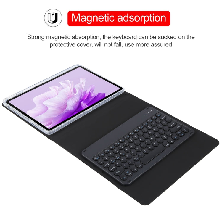 For Huawei MatePad Air 11.5 Round Button Bluetooth Keyboard Rotatable Holder Leather Case(Black)