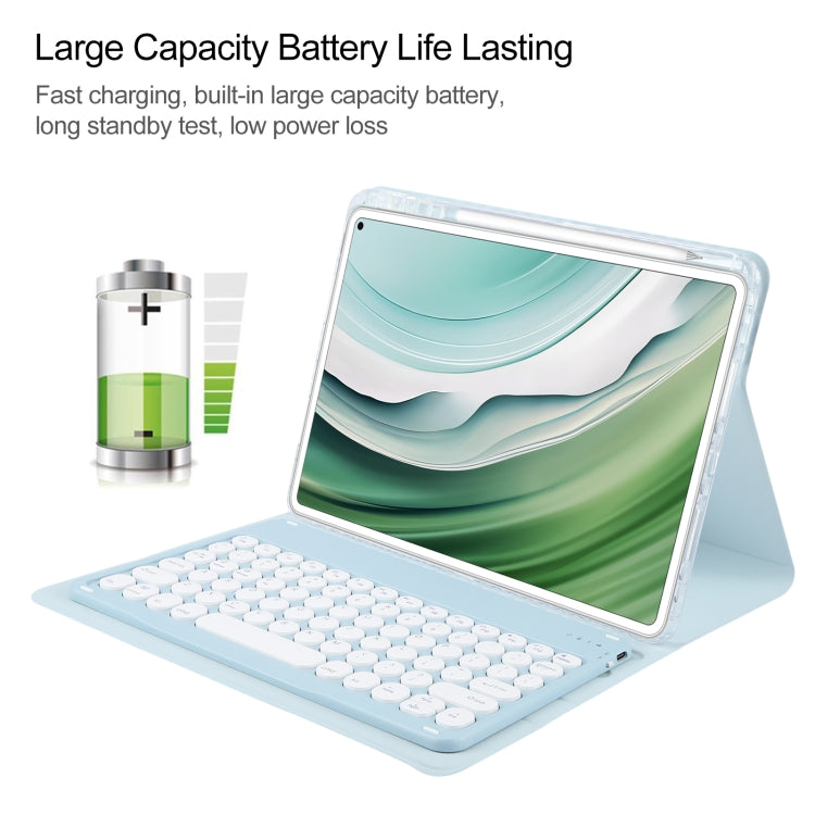 For Huawei MatePad Pro 11 2024 / 2022 Round Button Bluetooth Keyboard Rotatable Holder Leather Case(Sky Blue)