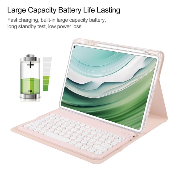 For Huawei MatePad Pro 11 2024 / 2022 Round Button Bluetooth Keyboard Rotatable Holder Leather Case(Rose Gold)