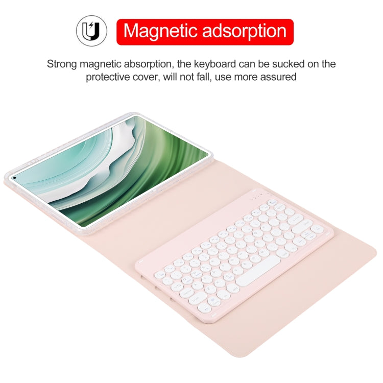 For Huawei MatePad Pro 11 2024 / 2022 Round Button Bluetooth Keyboard Rotatable Holder Leather Case(Rose Gold)
