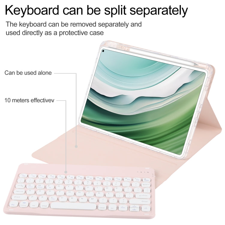 For Huawei MatePad Pro 11 2024 / 2022 Round Button Bluetooth Keyboard Rotatable Holder Leather Case(Rose Gold)