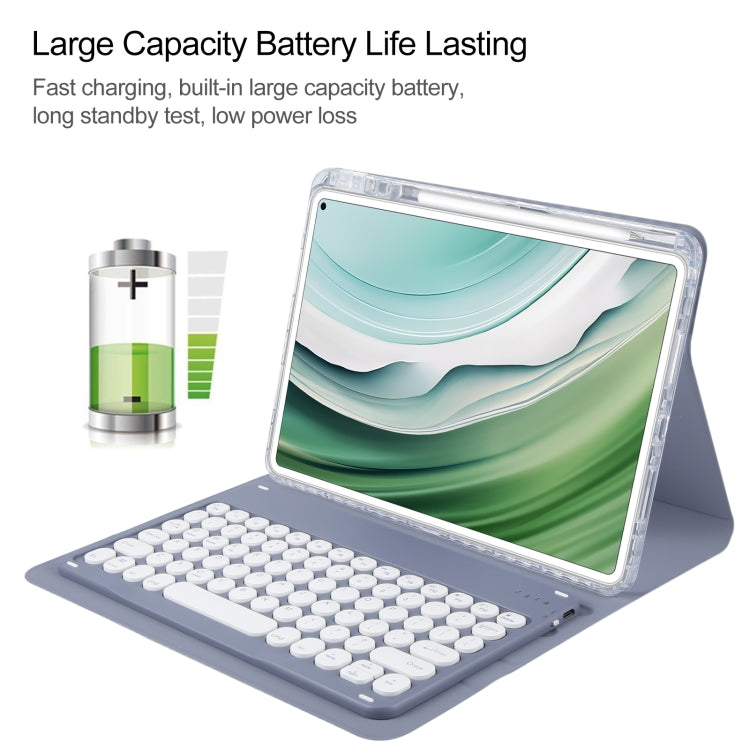 For Huawei MatePad Pro 11 2024 / 2022 Round Button Bluetooth Keyboard Rotatable Holder Leather Case(Lavender Purple)