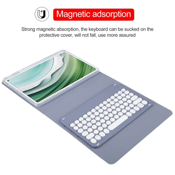 For Huawei MatePad Pro 11 2024 / 2022 Round Button Bluetooth Keyboard Rotatable Holder Leather Case(Lavender Purple)