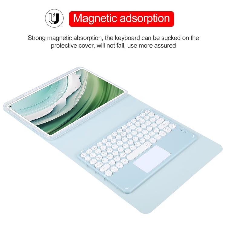 For Huawei MatePad Pro 11 2024 / 2022 Round Button Bluetooth Keyboard Rotatable Holder Leather Case with Touchpad(Sky Blue)