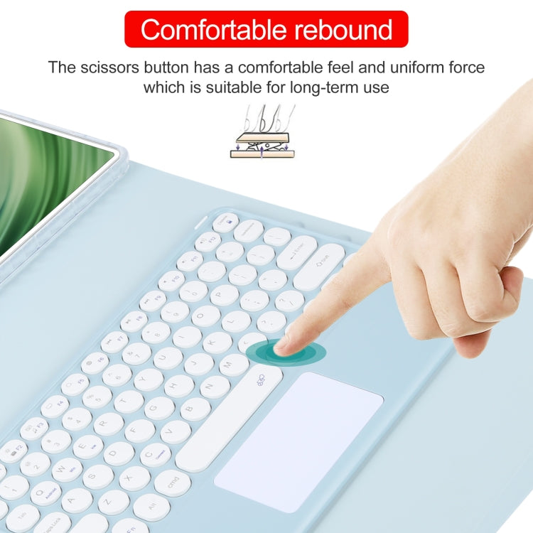 For Huawei MatePad Pro 11 2024 / 2022 Round Button Bluetooth Keyboard Rotatable Holder Leather Case with Touchpad(Sky Blue)