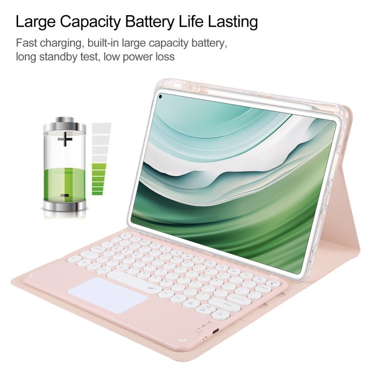 For Huawei MatePad Pro 11 2024 / 2022 Round Button Bluetooth Keyboard Rotatable Holder Leather Case with Touchpad(Rose Gold)