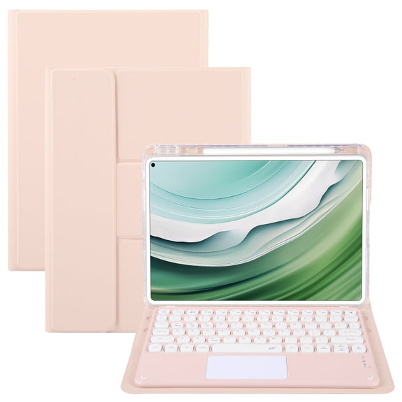 For Huawei MatePad Pro 11 2024 / 2022 Round Button Bluetooth Keyboard Rotatable Holder Leather Case with Touchpad(Rose Gold)