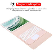 For Huawei MatePad Pro 11 2024 / 2022 Round Button Bluetooth Keyboard Rotatable Holder Leather Case with Touchpad(Rose Gold)