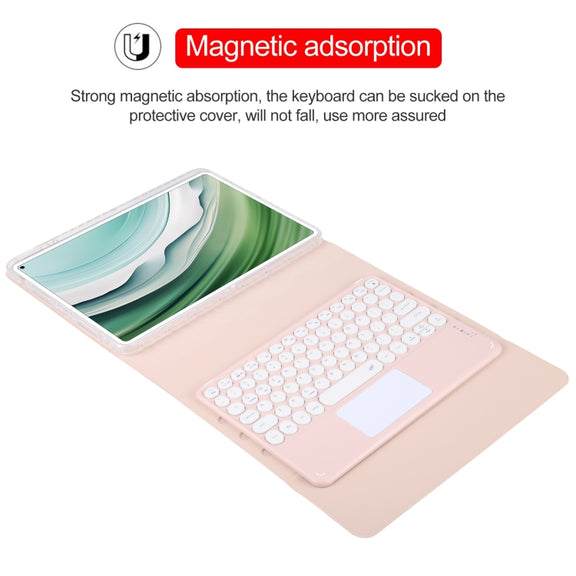 For Huawei MatePad Pro 11 2024 / 2022 Round Button Bluetooth Keyboard Rotatable Holder Leather Case with Touchpad(Rose Gold)
