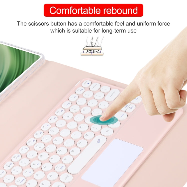 For Huawei MatePad Pro 11 2024 / 2022 Round Button Bluetooth Keyboard Rotatable Holder Leather Case with Touchpad(Rose Gold)