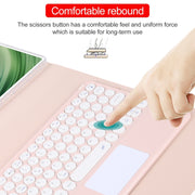 For Huawei MatePad Pro 11 2024 / 2022 Round Button Bluetooth Keyboard Rotatable Holder Leather Case with Touchpad(Rose Gold)