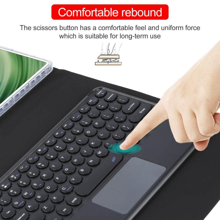 For Huawei MatePad Pro 11 2024 / 2022 Round Button Bluetooth Keyboard Rotatable Holder Leather Case with Touchpad(Black)