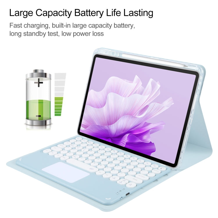 For Huawei MatePad Air 11.5 Round Button Bluetooth Keyboard Rotatable Holder Leather Case with Touchpad(Sky Blue)