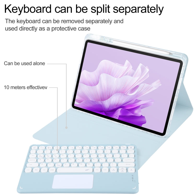 For Huawei MatePad Air 11.5 Round Button Bluetooth Keyboard Rotatable Holder Leather Case with Touchpad(Sky Blue)