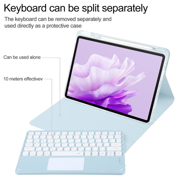For Huawei MatePad Air 11.5 Round Button Bluetooth Keyboard Rotatable Holder Leather Case with Touchpad(Sky Blue)