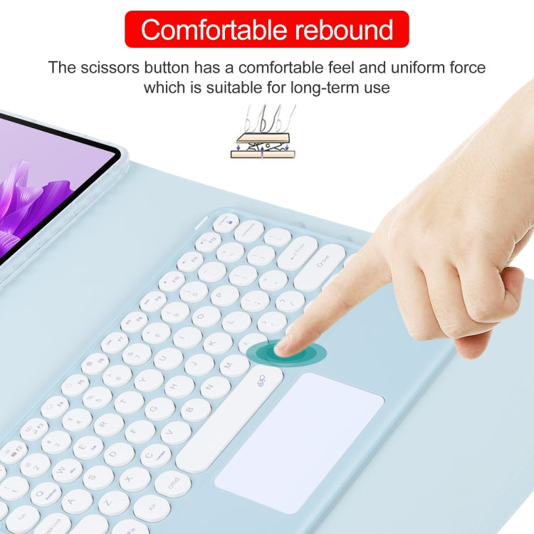 For Huawei MatePad Air 11.5 Round Button Bluetooth Keyboard Rotatable Holder Leather Case with Touchpad(Sky Blue)