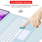 For Huawei MatePad Air 11.5 Round Button Bluetooth Keyboard Rotatable Holder Leather Case with Touchpad(Sky Blue)