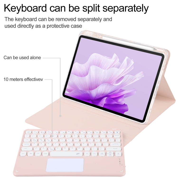 For Huawei MatePad Air 11.5 Round Button Bluetooth Keyboard Rotatable Holder Leather Case with Touchpad(Rose Gold)