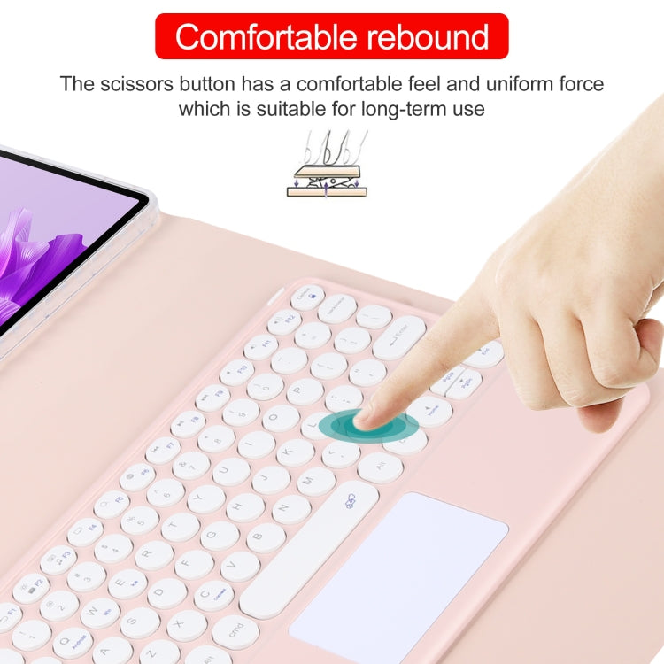 For Huawei MatePad Air 11.5 Round Button Bluetooth Keyboard Rotatable Holder Leather Case with Touchpad(Rose Gold)