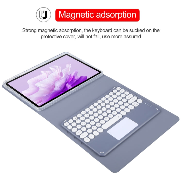 For Huawei MatePad Air 11.5 Round Button Bluetooth Keyboard Rotatable Holder Leather Case with Touchpad(Lavender Purple)