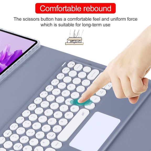 For Huawei MatePad Air 11.5 Round Button Bluetooth Keyboard Rotatable Holder Leather Case with Touchpad(Lavender Purple)