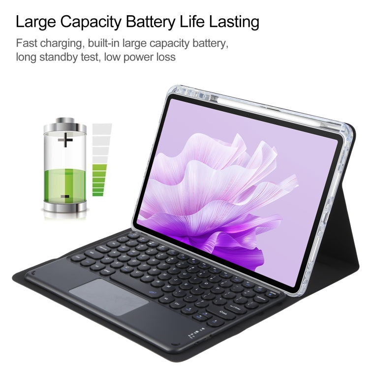 For Huawei MatePad Air 11.5 Round Button Bluetooth Keyboard Rotatable Holder Leather Case with Touchpad(Black)