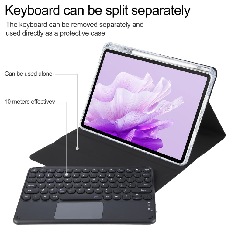 For Huawei MatePad Air 11.5 Round Button Bluetooth Keyboard Rotatable Holder Leather Case with Touchpad(Black)