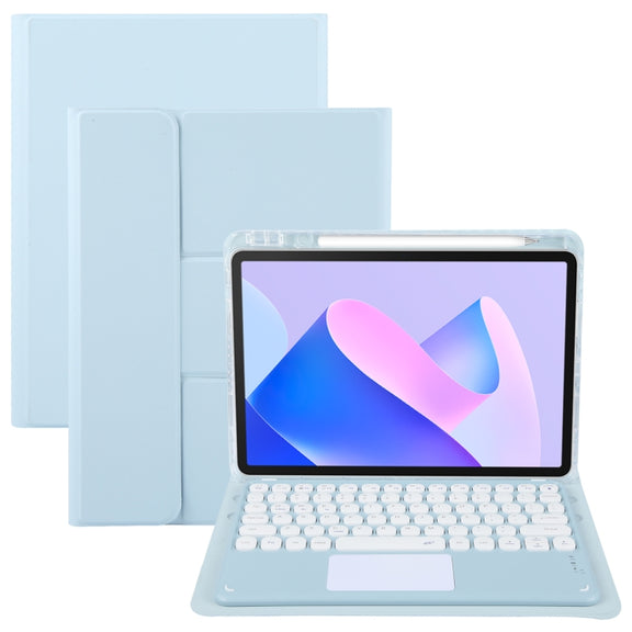 For Huawei MatePad 11 2023 / 2021 Round Button Bluetooth Keyboard Rotatable Holder Leather Case with Touchpad(Sky Blue)