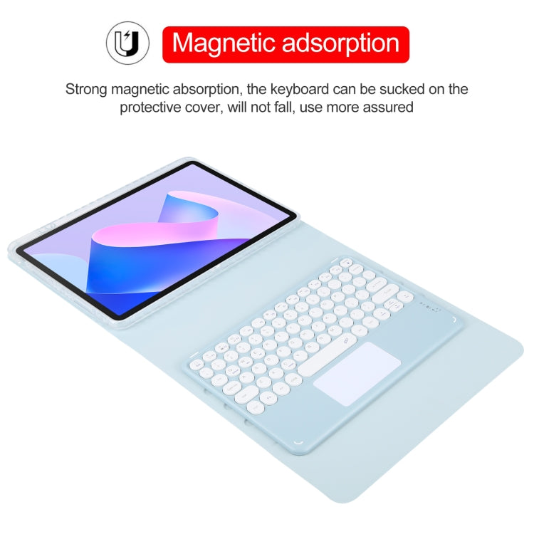For Huawei MatePad 11 2023 / 2021 Round Button Bluetooth Keyboard Rotatable Holder Leather Case with Touchpad(Sky Blue)