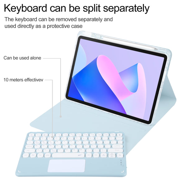 For Huawei MatePad 11 2023 / 2021 Round Button Bluetooth Keyboard Rotatable Holder Leather Case with Touchpad(Sky Blue)