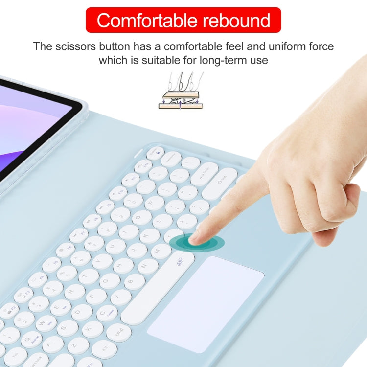 For Huawei MatePad 11 2023 / 2021 Round Button Bluetooth Keyboard Rotatable Holder Leather Case with Touchpad(Sky Blue)