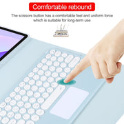 For Huawei MatePad 11 2023 / 2021 Round Button Bluetooth Keyboard Rotatable Holder Leather Case with Touchpad(Sky Blue)
