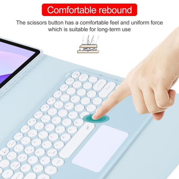 For Huawei MatePad 11 2023 / 2021 Round Button Bluetooth Keyboard Rotatable Holder Leather Case with Touchpad(Sky Blue)