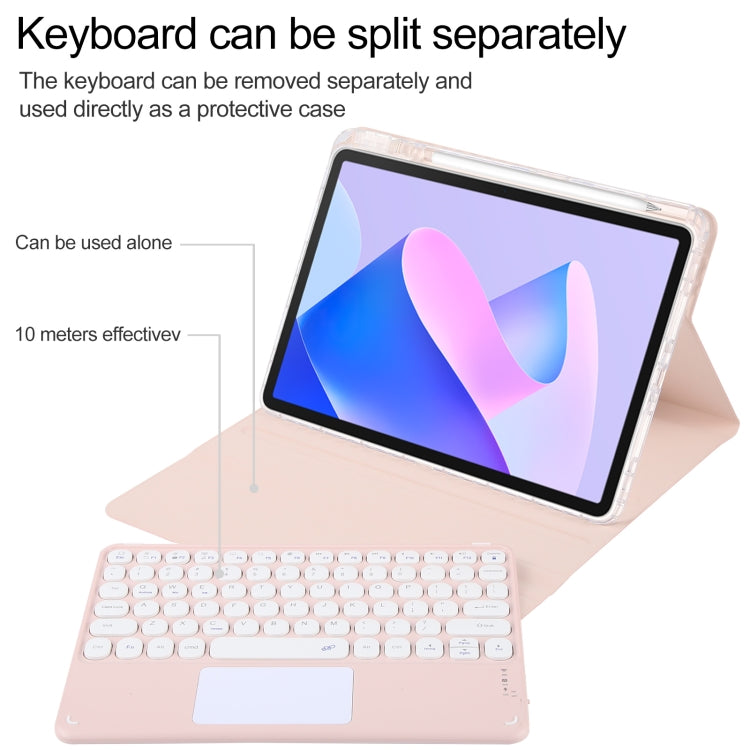 For Huawei MatePad 11 2023 / 2021 Round Button Bluetooth Keyboard Rotatable Holder Leather Case with Touchpad(Rose Gold)