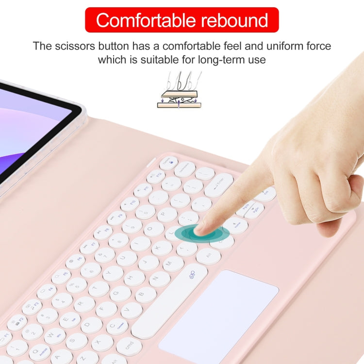 For Huawei MatePad 11 2023 / 2021 Round Button Bluetooth Keyboard Rotatable Holder Leather Case with Touchpad(Rose Gold)