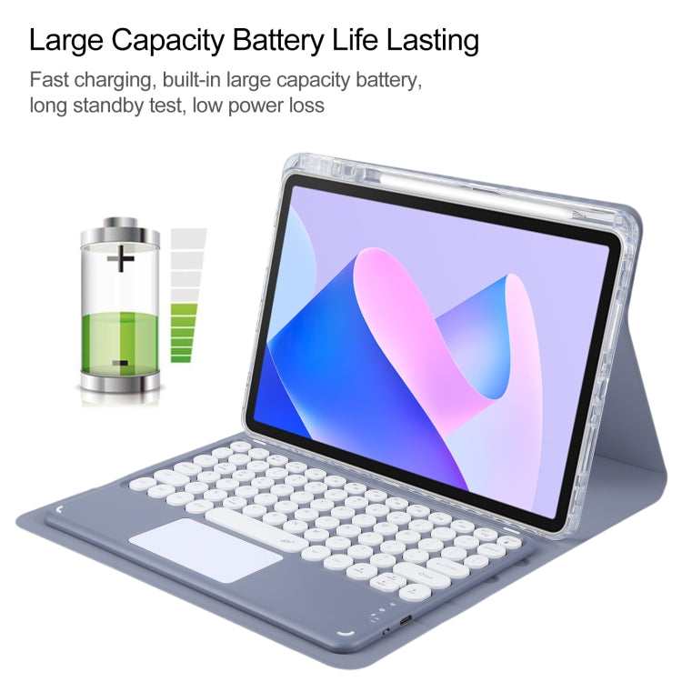 For Huawei MatePad 11 2023 / 2021 Round Button Bluetooth Keyboard Rotatable Holder Leather Case with Touchpad(Lavender Purple)