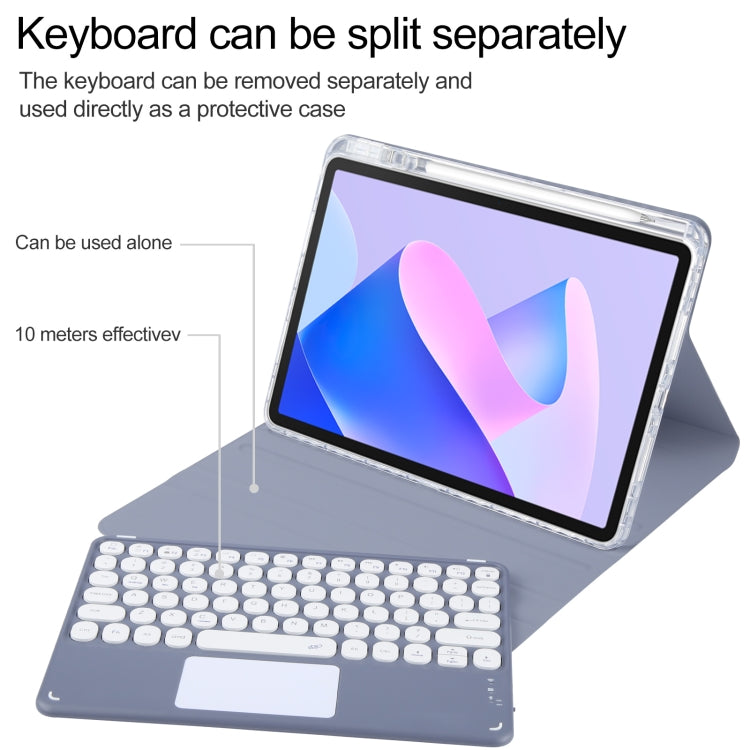 For Huawei MatePad 11 2023 / 2021 Round Button Bluetooth Keyboard Rotatable Holder Leather Case with Touchpad(Lavender Purple)