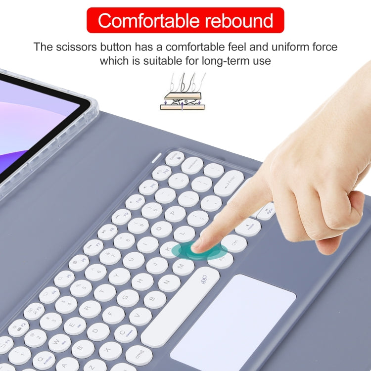 For Huawei MatePad 11 2023 / 2021 Round Button Bluetooth Keyboard Rotatable Holder Leather Case with Touchpad(Lavender Purple)