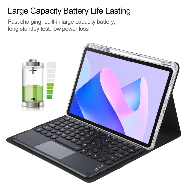 For Huawei MatePad 11 2023 / 2021 Round Button Bluetooth Keyboard Rotatable Holder Leather Case with Touchpad(Black)