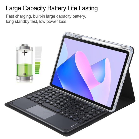 For Huawei MatePad 11 2023 / 2021 Round Button Bluetooth Keyboard Rotatable Holder Leather Case with Touchpad(Black)