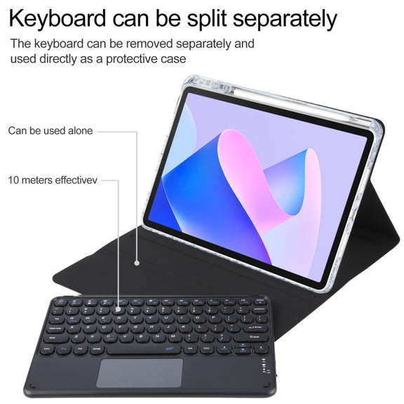 For Huawei MatePad 11 2023 / 2021 Round Button Bluetooth Keyboard Rotatable Holder Leather Case with Touchpad(Black)